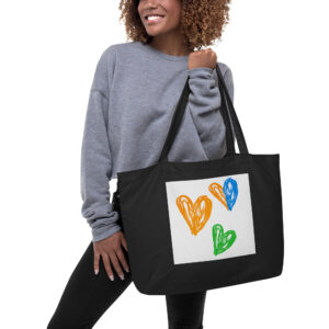 Large organic tote bag "Color Hearts"